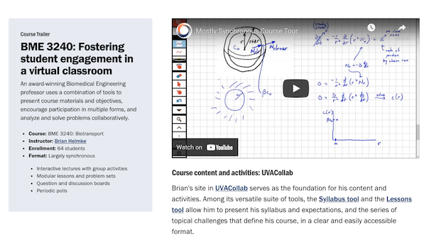 Screenshot of course trailer page