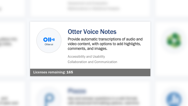 An image showing the number of remaining licenses for Otter Voice Notes.